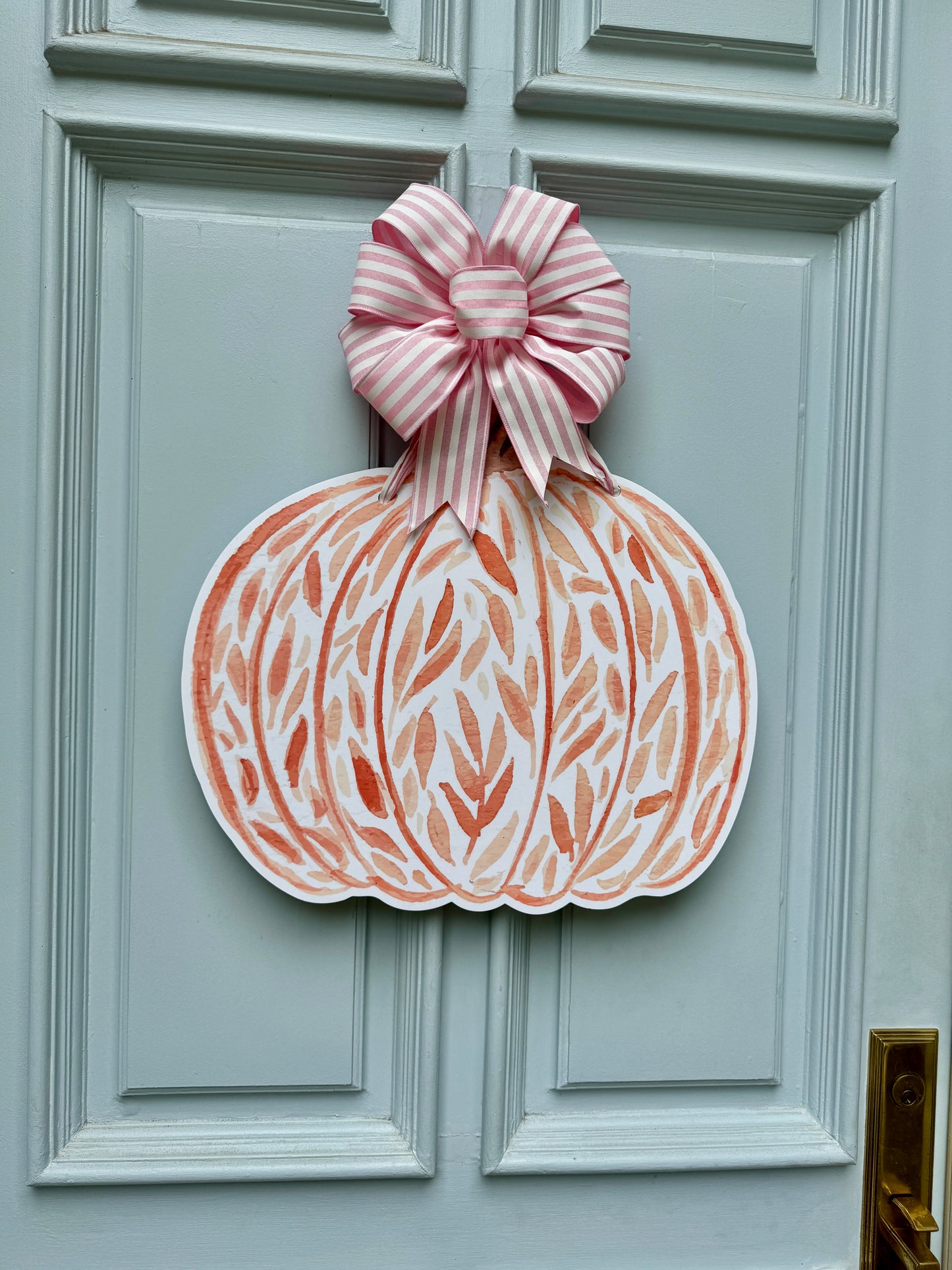 Orange Leaf Pumpkin Door Hanger