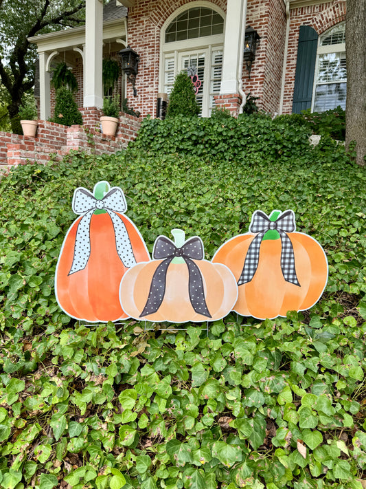 Bow Pumpkin Yard Signs