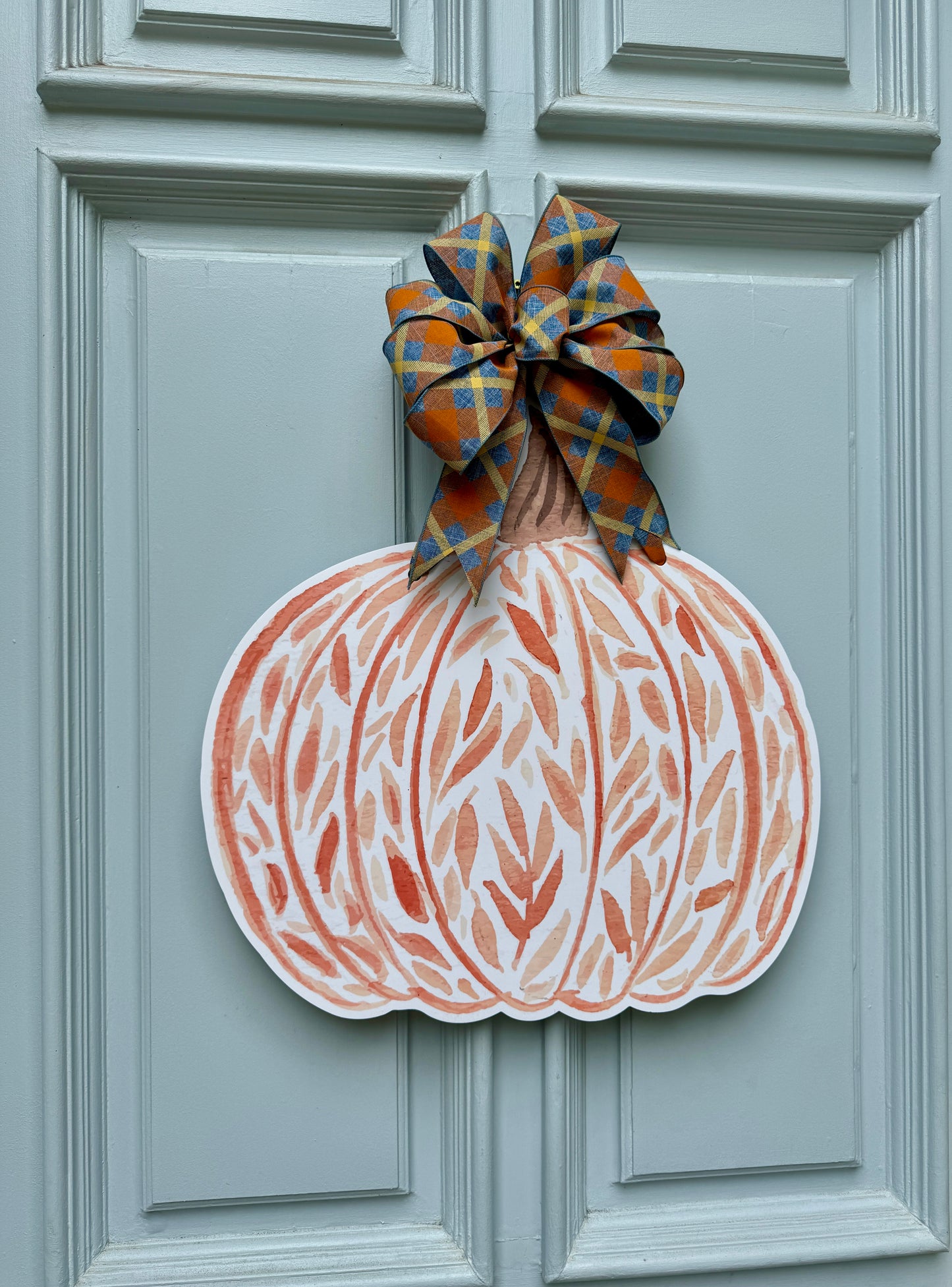 Orange Leaf Pumpkin Door Hanger