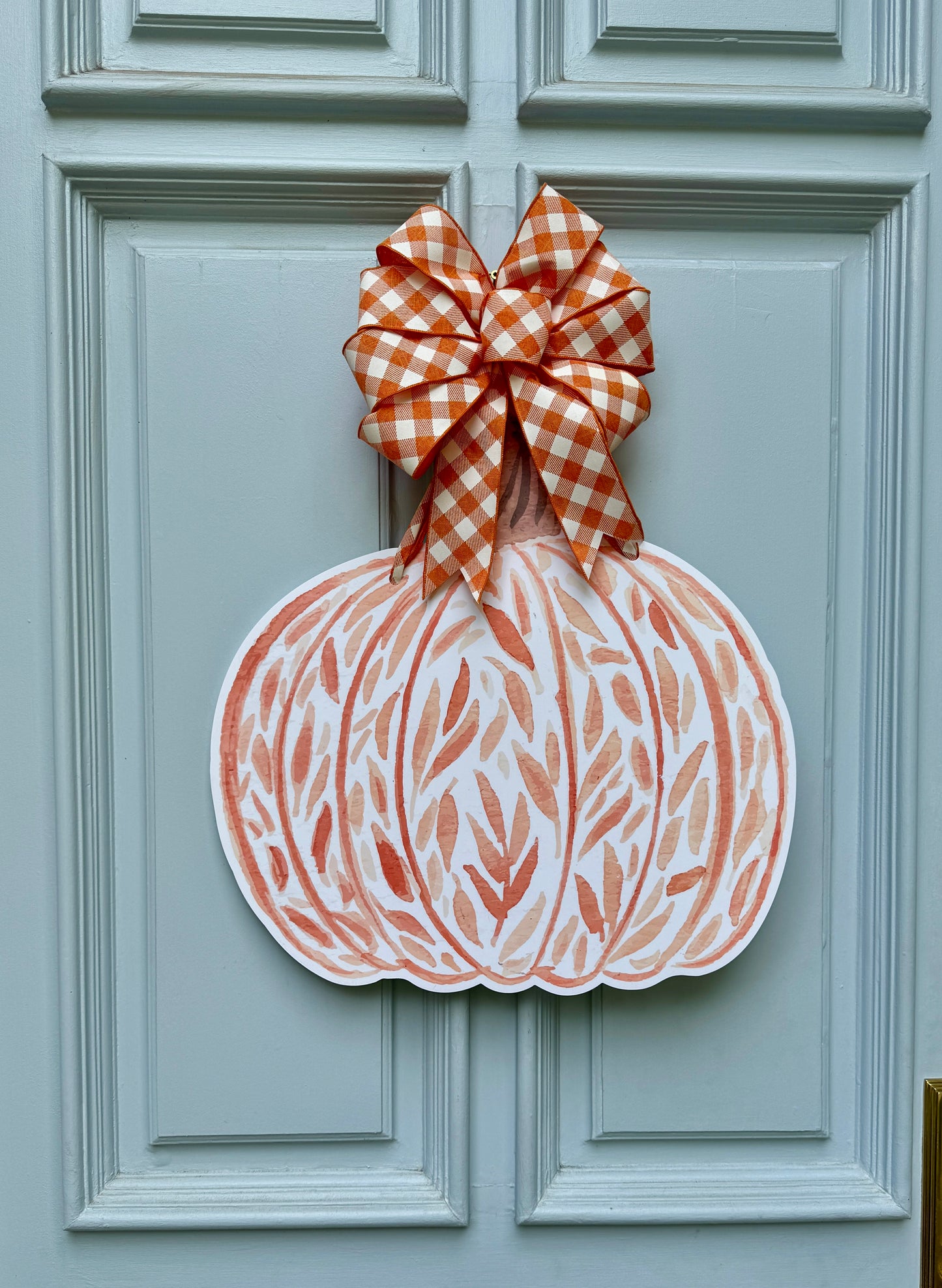 Orange Leaf Pumpkin Door Hanger