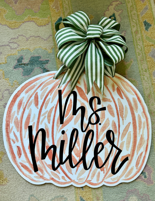 Orange Leaf Monogram Pumpkin